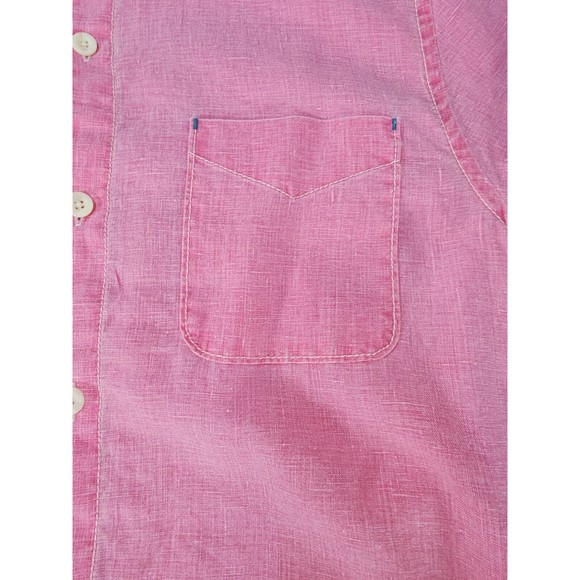 Tommy Bahama Relax Mens M Button Up Shirt Pink 100% Linen Short Sleeve * - Picture 5 of 16